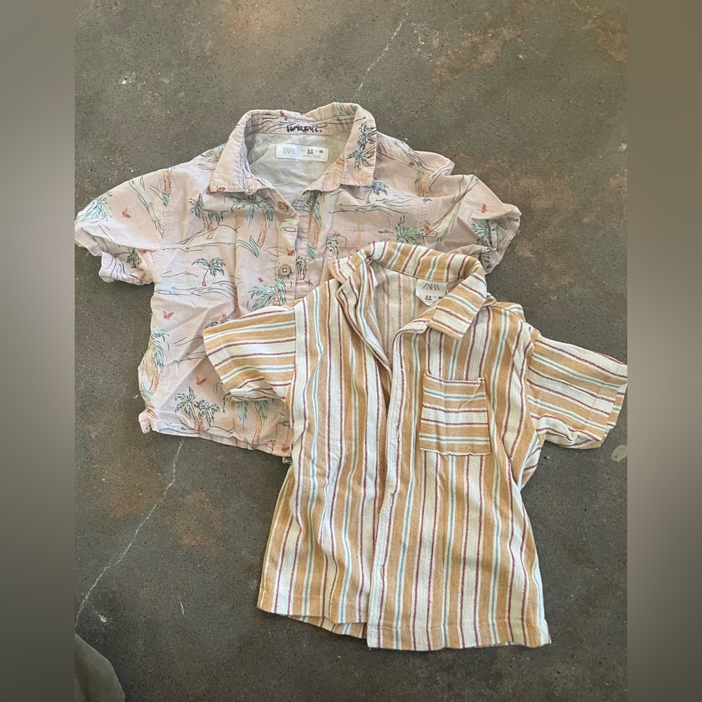 Zara Button up shirt bundle 2t-3t. Hawaiian shirt and striped shirt bundle.
